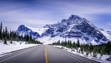 The Icefields Parkway, one of the most scenic drives in the world, winds through the heart of the Canadian Rockies in Jasper and Banff National Parks. This photo was taken in early May 2024.