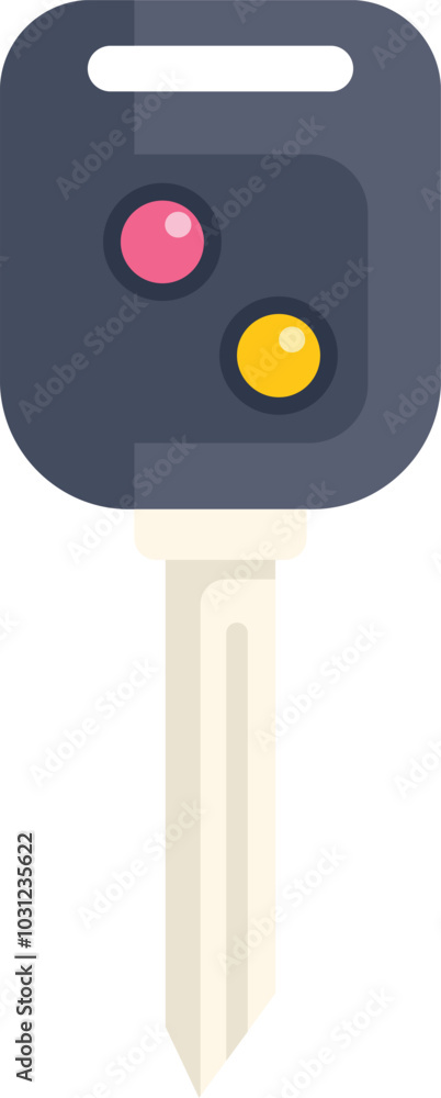 Poster vector illustration of a car key with remote control buttons, representing security and access
