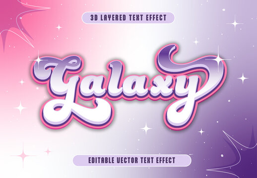 Pink and Purple Galaxy 3D Retro Typography Text Effect
