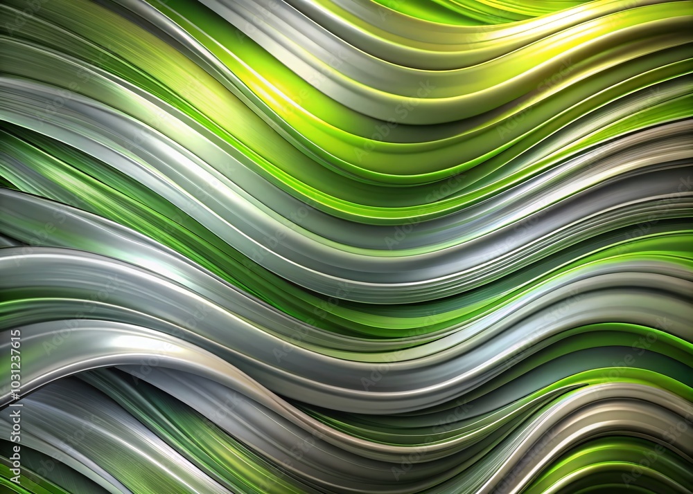 Poster abstract gray green wavy lines background for fluid flow design elements
