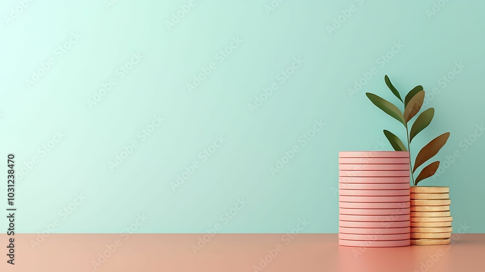 Poster exploring the intersection of finance and nature a modern take on investment with green elements and