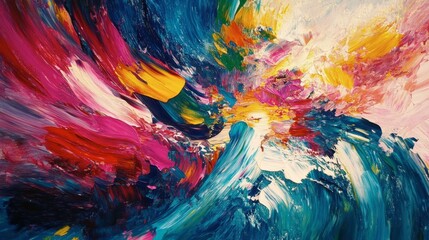 Vibrant Abstract Artwork with Bold Colors and Swirls