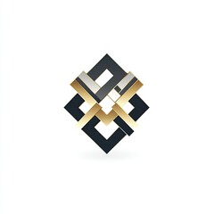 Obraz premium Interlocking Gold and Black Square Logo Design