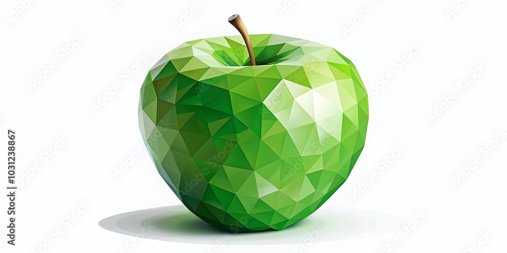 Poster abstract low poly green apple vector illustration isolated on white background for modern design and