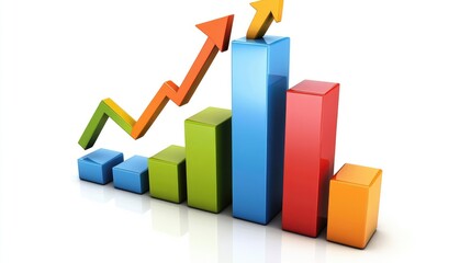 Fototapeta premium Colorful Bar Graph with Trend Arrows for Business Growth