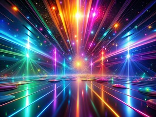 Naklejka premium Abstract Neon Light Spectrum Animation with Smooth Rainbow Flares for Stunning Backgrounds