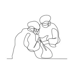 One continuous line drawing of Surgeon profession vector illustration. Surgeon profession design concept in simple continuous linear style. Dentist for educational presentation and business purpose.