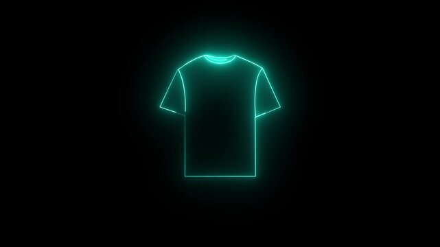 t-shirt icon with a glowing neon black background, 4K Video motion graphic animation.