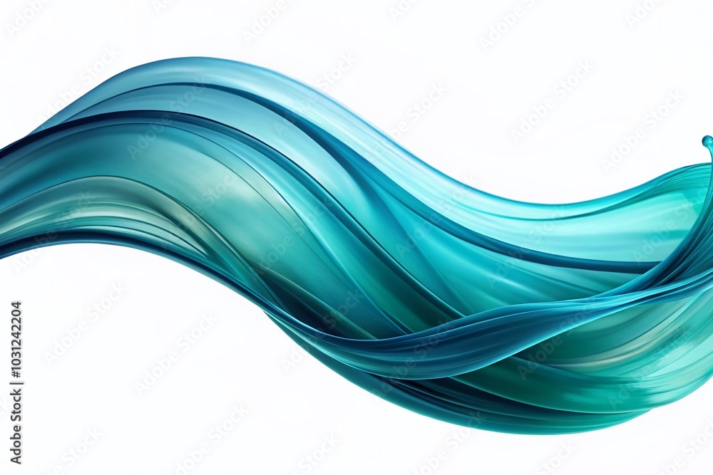 Poster abstract teal blue wave swoosh - smooth flowing design element for creative projects