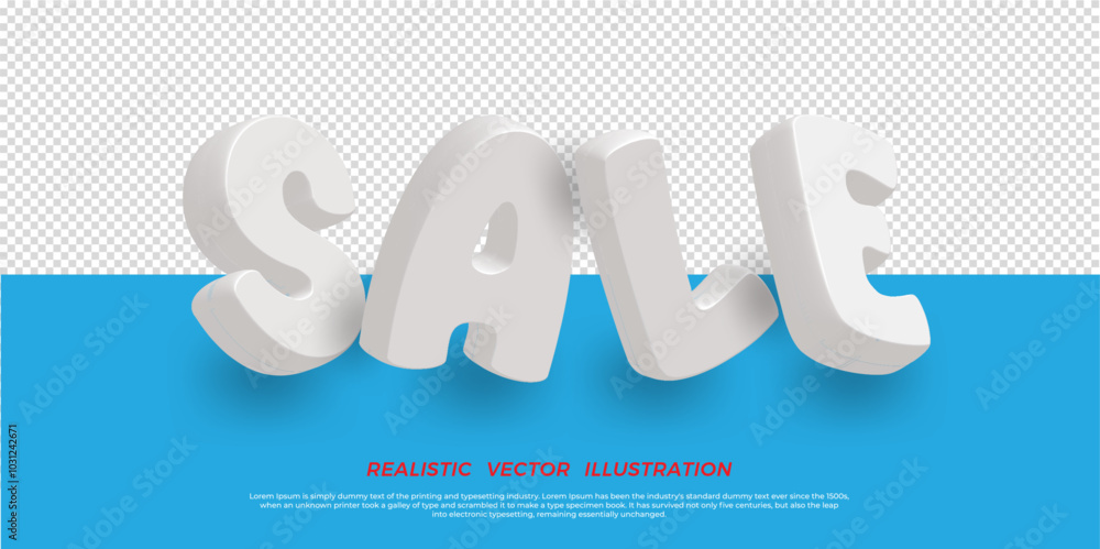 Poster sale 3d letters template isolated on transparent background. realistic vector file