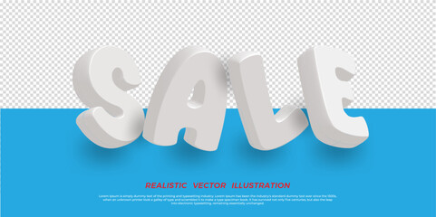 Sale 3d letters template isolated on transparent background. Realistic vector file