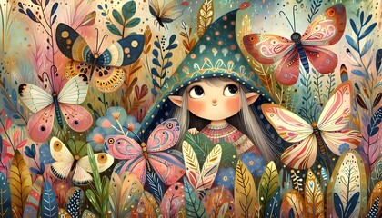 "Jardines Encantados: Sueños de Mariposas y Hadas"