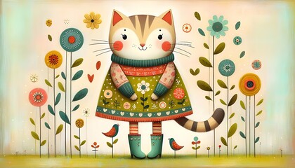 "Gatitos Encantados: Estilo y Flores"