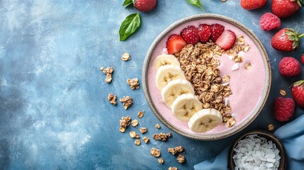 Colorful Smoothie Bowl with Fresh Fruits and Granola