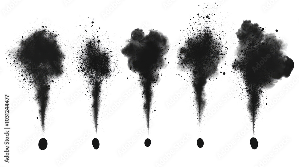 Poster vector collection of spray paint shapes with black ink splashes generative ai