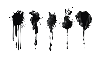 Set of Isolated Vector Black Ink Splashes on a White Background Generative AI