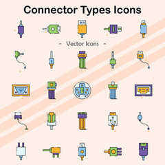 Icons representing different types of connectors and plugs.