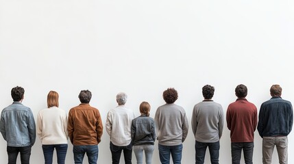 Fototapeta premium Diverse Group of People Looking at a Blank Wall Back View