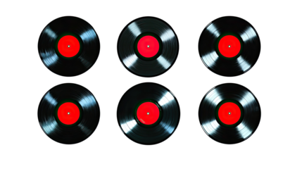 Collection of Six Vinyl Records Arranged on a White Background Generative AI