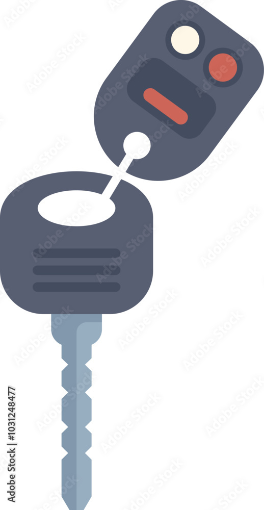 Poster this vector illustration shows a car key with remote control fob hanging, representing concepts such