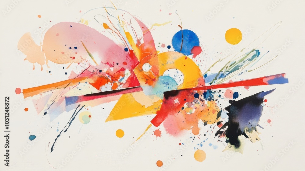 Poster colorful abstract art with dynamic shapes and splashes
