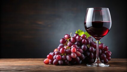Red wineglass with luscious red grapes, red wine, wineglass, grapes, fruit, elegant, drink, alcohol, beverage, celebration