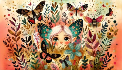 "Jardines Encantados: Sueños de Mariposas y Hadas"