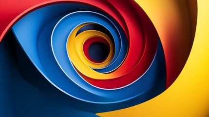 Abstract Spiral Sculpture in Bold Primary Colors