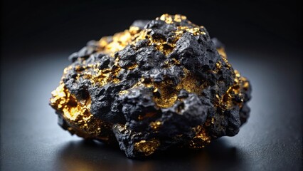 Black volcanic lava rock scoria with gold and platinum , volcanic, lava rock, scoria, black, gold, platinum, geology