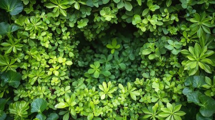Obraz premium A close-up of a heart-shaped opening in a dense patch of green foliage.
