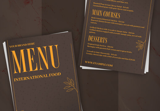 Dark Brown And Gold Elegant Restaurant Menu Classic Luxury Design
