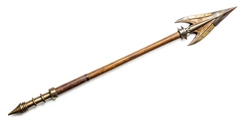 Long shot gladiator spear isolated on white background