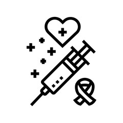 immunotherapy cancer treatment line icon vector. immunotherapy cancer treatment sign. isolated contour symbol black illustration
