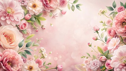Lovely pale pink floral background with empty space for text
