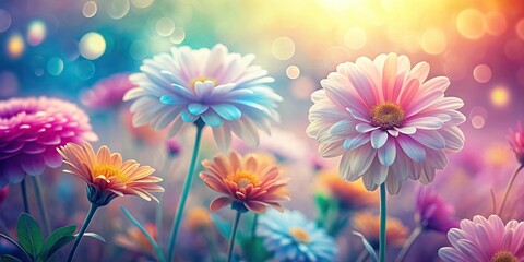 Fototapeta premium Low angle abstract flower background made with color filters