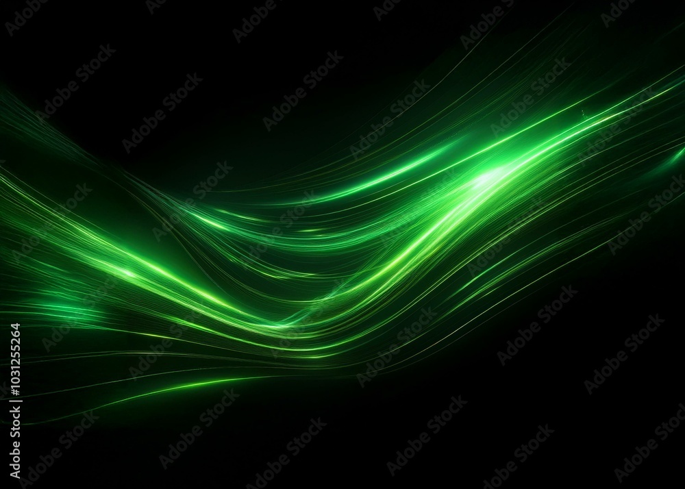 Aufkleber Abstract background with flowing green lines that curve and overlap.