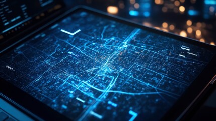 Digital City Map Display on Modern Device