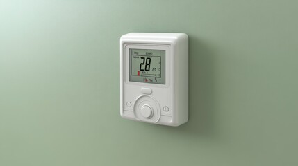 Modern Thermostat Display on Green Wall