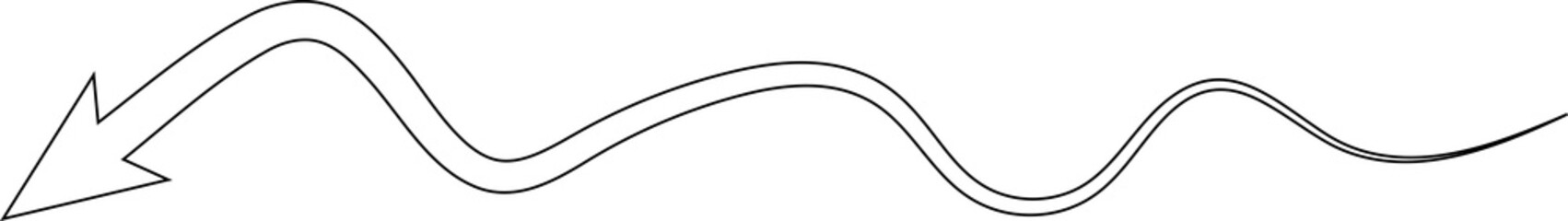 Arrows curve and wavy. Hand drawn thin line