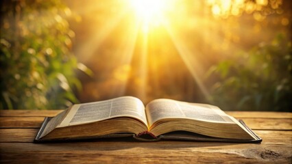 Photograph of a Bible open to a passage with soft lighting and a serene background, photography, Bible, teachings