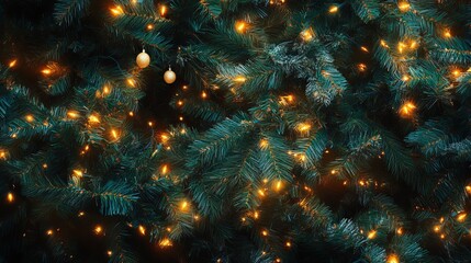 Fototapeta premium Close-up view of a Christmas tree background