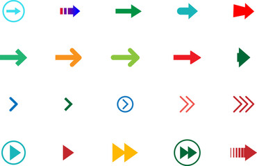 Arrows icon collection. Colored arrow icon set vector illustration.
