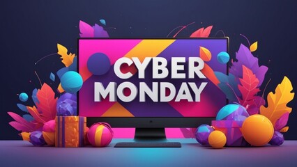 3d vector flat design cyber monday offer banner template in 4k resolution