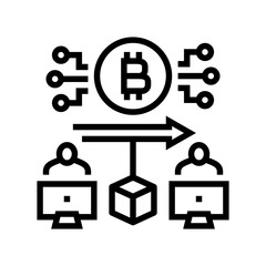 blockchain transaction cryptocurrency mining line icon vector. blockchain transaction cryptocurrency mining sign. isolated contour symbol black illustration