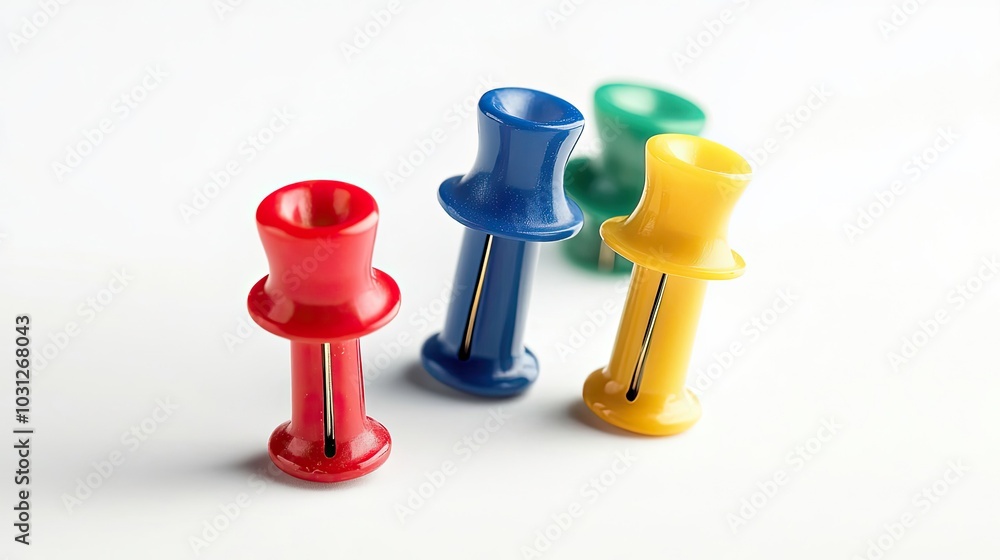 Aufkleber colorful push pins arranged neatly on a white surface for organization generative ai