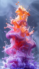 Abstract Color Splash: A Symphony of Pink, Purple, and Orange