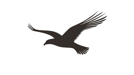 A sleek and simple vector silhouette of a bird icon, designed with bold and clear lines, symbolizing freedom and nature. The bird's form is minimalistic yet elegant, capturing the essence of flight 