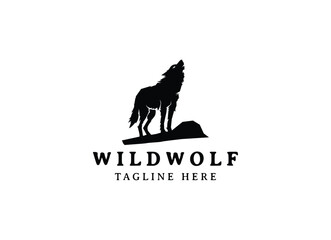 Wild Wolf Logo Design. Silhouette of wolf logo design