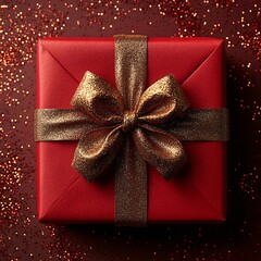 Elegant Red Gift Box with Golden Bow