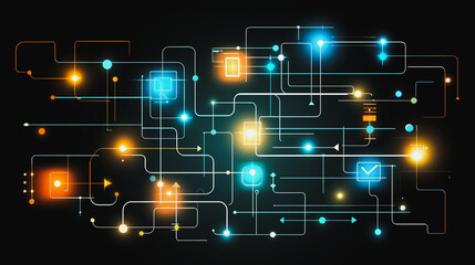 Abstract business connection of lines from nodes It is connected to endless nodes and represents the innovation of communication in the network.